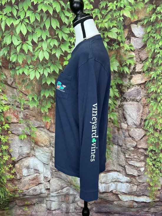 VINEYARD VINES Girls' Navy St. Patrick's Day Long Sleeve Tee, XL - Picture 5 of 9